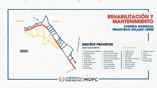 Desde enero se implementan los desvíos por obras en Mcal. López