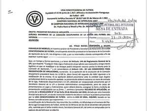 Interligas: Liga Concepcionera apela resolución de la comisión disciplinaria de la UFI - Fútbol - ABC Color