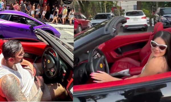 Ex de Laurys presume del Ferrari en que se movía la “Miss Pynandi” y tiró una dedicatoria