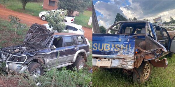 AUXILIADORA: CHOQUE ENTRE CAMIONETAS DEJA IMPORTANTES DAÑOS MATERIALES - Itapúa Noticias