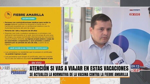 Salud insta a vacunarse contra la fiebre amarilla para quienes viajen a Brasil