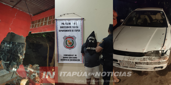 SU PAREJA NO LE ABRIÓ LA PUERTA Y CHOCÓ LA CASA CON EL AUTO - Itapúa Noticias