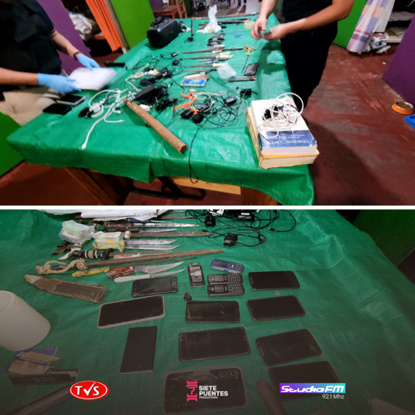 REQUISA EN EL CENTRO DE REHABILITACIÓN SOCIAL DE ENCARNACIÓN: INCAUTACIÓN DE CARGADORES, ARMAS BLANCAS Y CELULARES - TVS