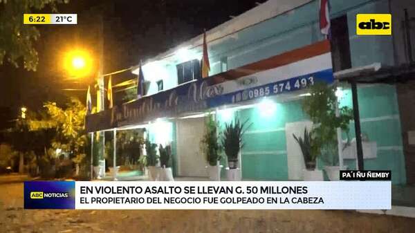 Violento asalto en Ñemby: delincuentes se alzan con unos G.50 millones - ABC Noticias - ABC Color