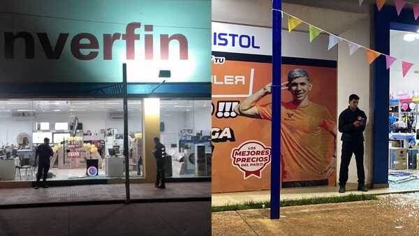 Delincuentes rompen blindex de dos locales comerciales en Hohenau y roban productos electrónicos de alto valor