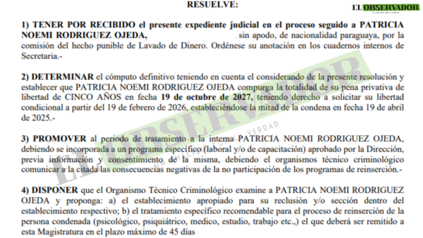 Esposa de Koube inicia periodo de tratamiento ante cercanía de compurgamiento de pena