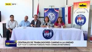 Video: centrales de trabajadores unirán fuerzas en busca de revertir reformas perjudiciales - ABC Noticias - ABC Color