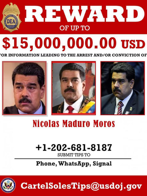 EEUU aumentó a USD 25 millones la recompensa por la captura de Nicolás Maduro y Diosdado Cabello