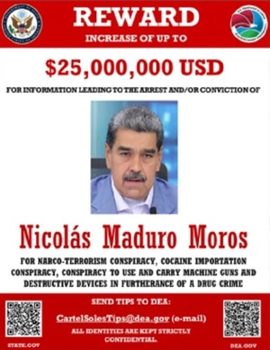 EE.UU. eleva recompensa por captura de Maduro a USD 25 millones