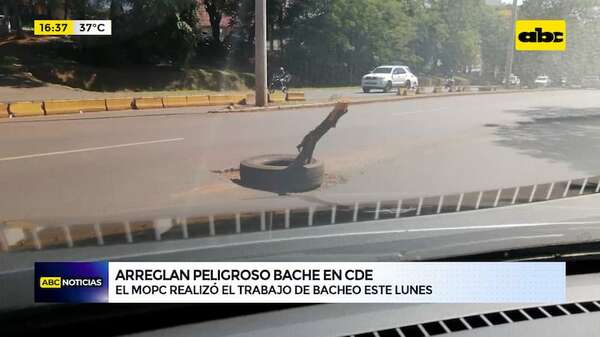 Arreglan peligroso bache en CDE: habría sido causado por la Essap - ABC TV - ABC Color
