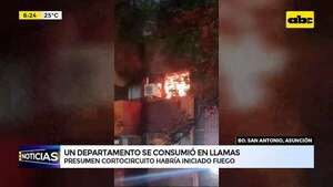 Video: Un departamento se consumió en llamas aparentemente por un cortocircuito - ABC Noticias - ABC Color