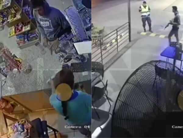 (VIDEO). ¿Mba’e sentido oreko la vida? Ladrón entra a robar armado en las narices de un policía desarmado