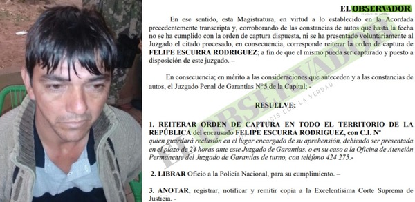 Reiteran orden de captura contra Felipe “Barón” Escurra, Rey de la Marihuana