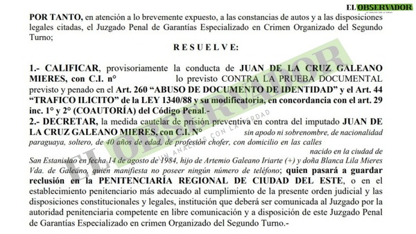 Decretan prisión preventiva de sospechoso de transportar megacarga de cocaína
