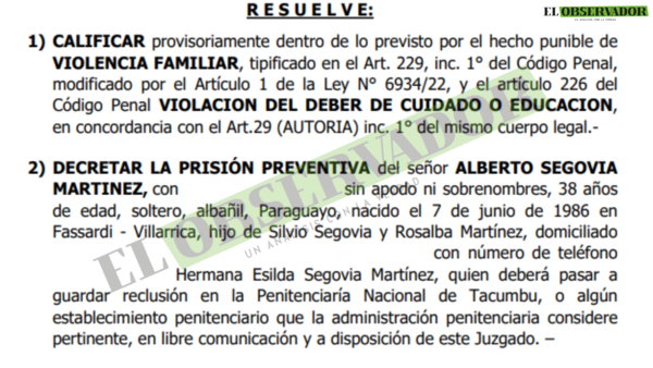 Exbeneficiario de tobilleras guardará prisión por violencia familiar y violación del deber de cuidado
