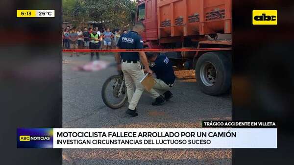 Trágico accidente en Villeta: motociclista fallece arrollado por un camión - ABC Noticias - ABC Color