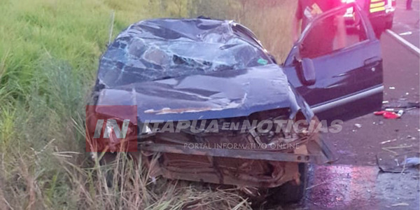 VUELCO DE AUTOMÓVIL EN ZONA DE PICADA BOCA - Itapúa Noticias