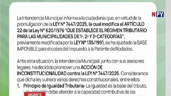 Villa Elisa accionará contra ley que unifica los costos de habilitaciones vehiculares