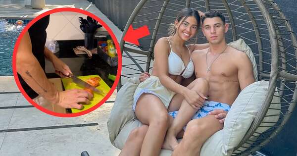 La Nación / Entre regaños de su novia, Bruno Olitte enseñó sus dotes culinarios