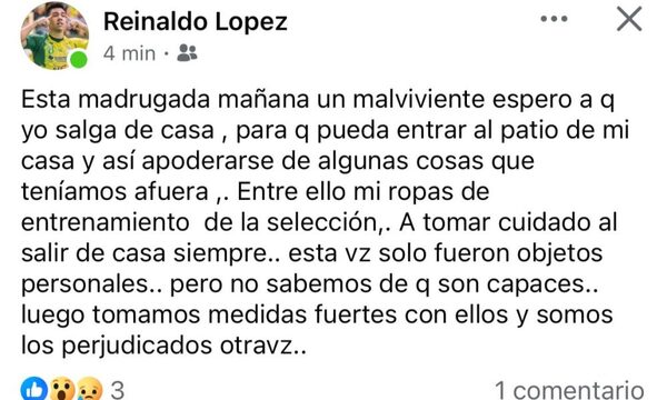 Hurtan en vivienda de jugador de selección franqueña