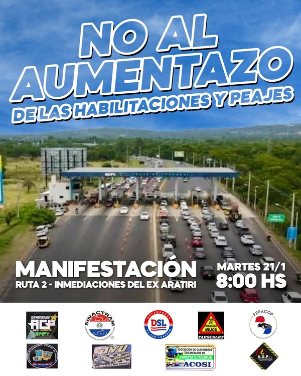 Varios sectores se manifestarán hoy contra aumento de peaje y patentes en ruta PY02 - ADN Digital