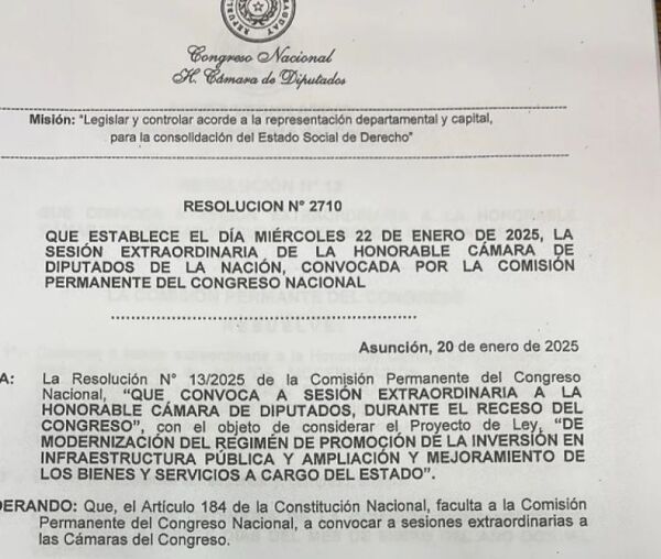 Santiago Benítez se pronunció a favor del proyecto de ley que propone modificar la Ley Nº 5102, conocida como Alianza Público-Privada (APP)