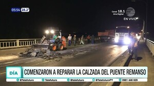 Comenzaron a reparar la calzada del puente Remanso