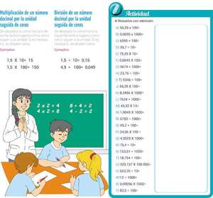 Multiplicación y división de números decimales por la unidad seguida de ceros - Matemática Segundo Ciclo - ABC Color