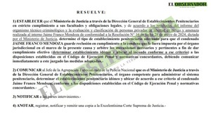 El Ministerio de Justicia deberá determinar el lugar de reclusión del narco Jaime Franco