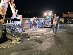 Continúan los trabajos de reparación del puente Remanso en horario nocturno  - Nacionales - ABC Color