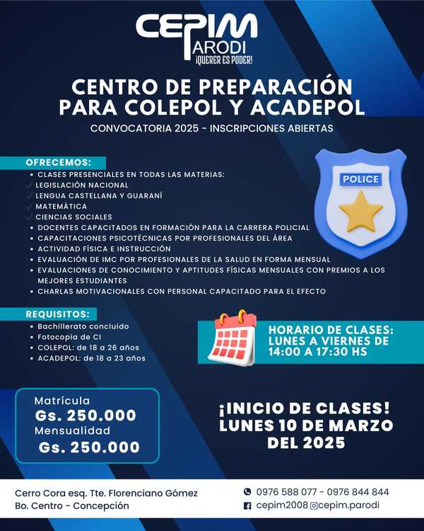 CEPIM lanza cursillo de ingreso para aspirantes a la Policía Nacional