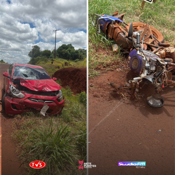 ACCIDENTE FATAL EN MAYOR OTAÑO: COLISIÓN ENTRE AUTOMÓVIL Y MOTOCICLETA - TVS