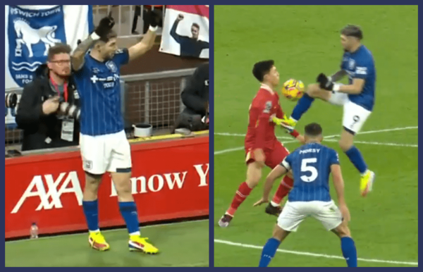El debut de Enciso en el Ipswich: asistencia y casi expulsión