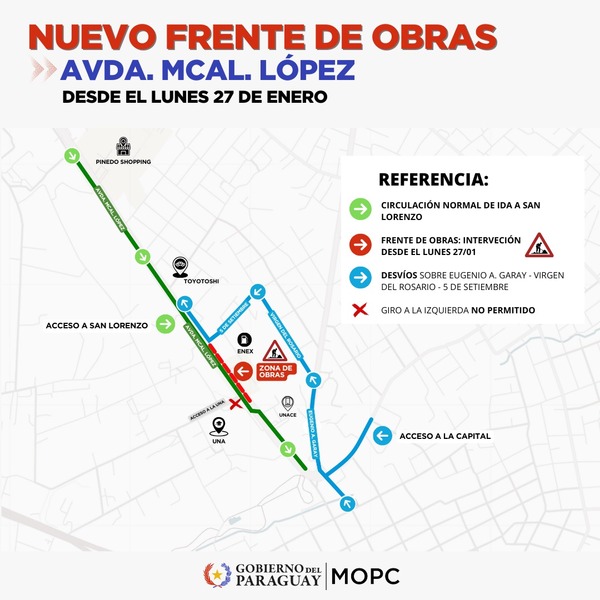 Arranca este lunes un nuevo frente de renovación de Avda. Mariscal López, sin afectar el plan de desvíos - .::Agencia IP::.