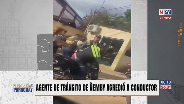 PMT de Ñemby detenido tras agredir a un motociclista en la vía pública