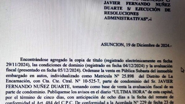 Unos 70 inmuebles ya cuentan con sentencia de remate en Asunción