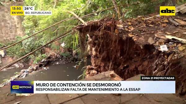Barrio Republicano: cayó un muro de contención y vecinos apuntan a instituciones - ABC Noticias - ABC Color
