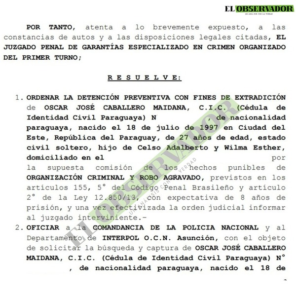 Ordenan captura de presunto roba coches requerido por el Brasil