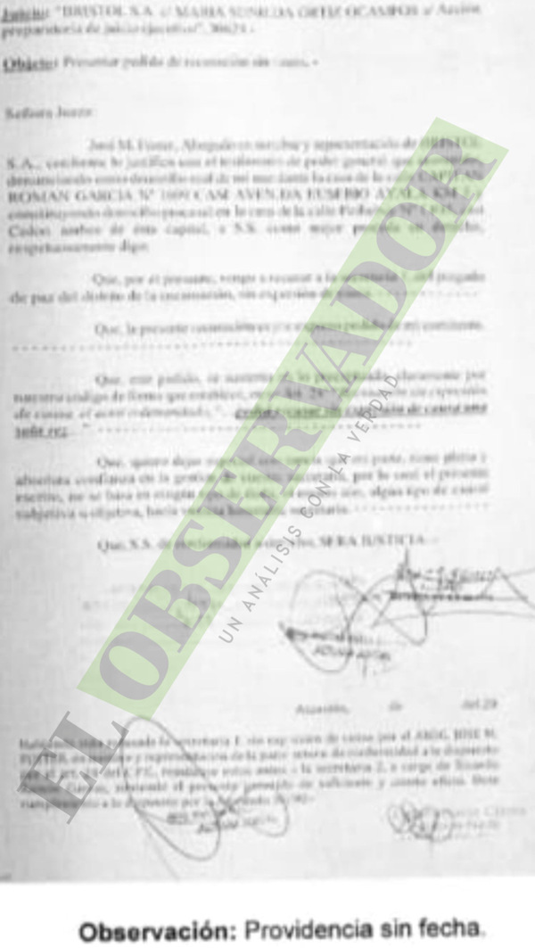 Providencias firmadas por la jueza no estaban fechadas, tampoco tenían sello identificatorio