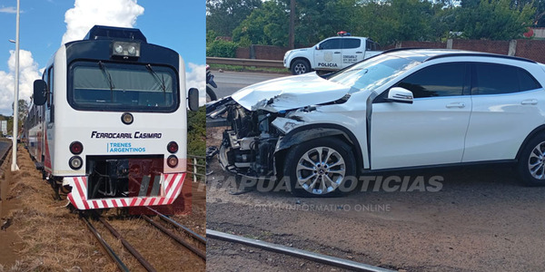 VEHÍCULO SE CRUZÓ EN LAS VÍAS DEL TREN Y SE REGISTRARON DAÑOS MATERIALES - Itapúa Noticias