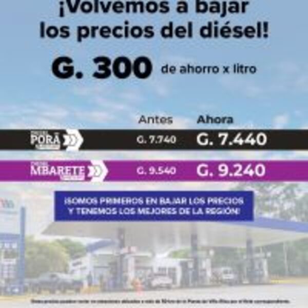 Gobierno reduce 300 gs. por litro el precio del diésel :: Presidencia de la República del Paraguay