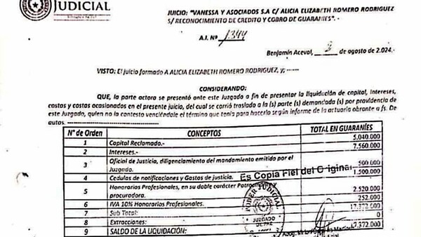 Pagó deuda de G. 5 millones y, en juicio, quieren cobrar G. 17 millones