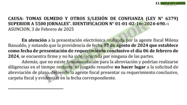 Juez rechaza abreviar plazo en causa contra intendente de Ñemby