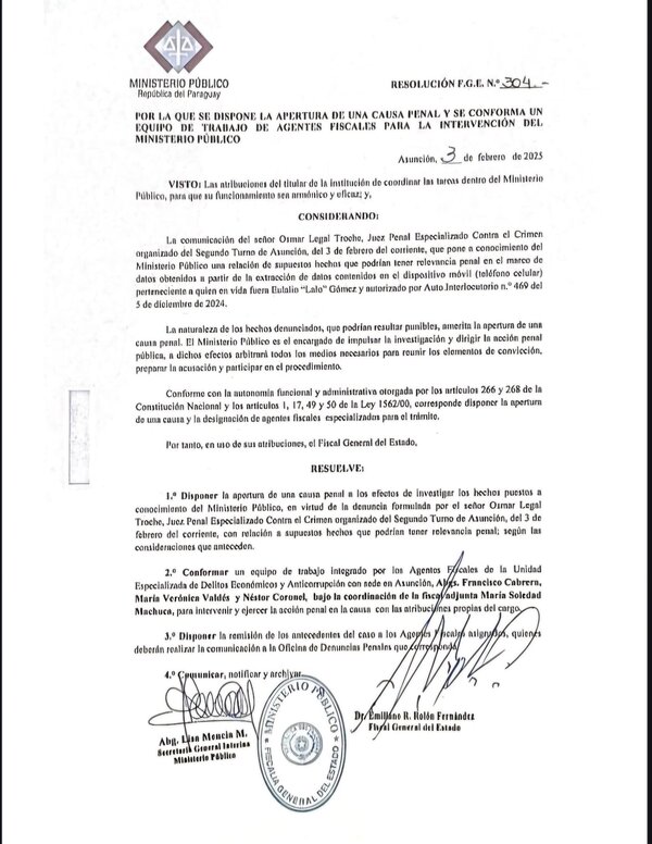 Fiscalía abre causa contra altos funcionarios tras extracción de datos del teléfono del extinto diputado Gomes - El Trueno