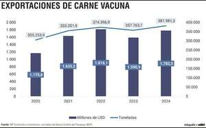La dinámica de las exportaciones de la carne vacuna paraguaya en 2024 - Economía - ABC Color