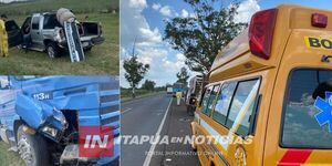 ACCIDENTE DE TRÁNSITO DEJA DAÑOS MATERIALES EN CNEL. BOGADO  - Itapúa Noticias