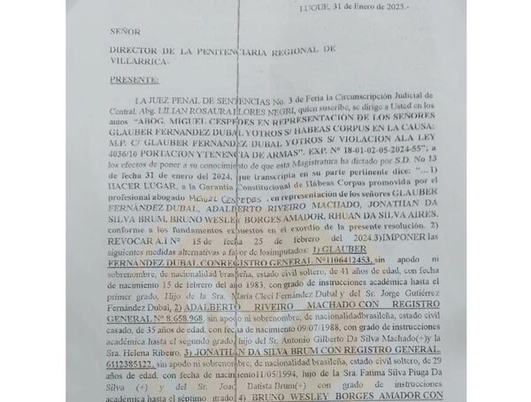 Reclusos del PCC intentan fugarse con documento falso en Villarrica · Radio Monumental 1080 AM