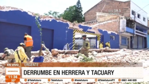 Derrumbe en el microcentro de Asunción