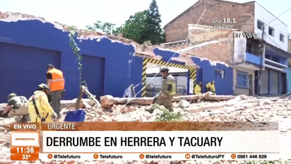 Derrumbe en el microcentro de Asunción