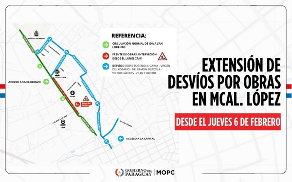 Nuevos desvíos por obras de renovación de Mariscal López | Locales | 5Días